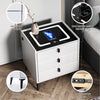 LED Bedside Table Wireless USB Charging High Gloss Smart Nightstand Organizer