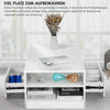 Coffee Table with LED Square High Gloss White Storage Tea Table for Living Room