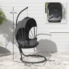 Hanging Egg Chair Swing Hammock Chair with Stand Cushion Retractable Canopy Grey