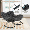 Indoor Outdoor Rocking Chair Egg Papasan Chair w/Padded Cushion-Grey