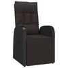 Reclining Garden Chair with Cushions Recliner Black Poly Rattan