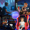 Gaming Chair with Bluetooth Speakers RGB LED Lights & Reclining Footrest Eyqqblb