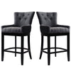 Linen Fabric Bar Stool Chair High Stools Breakfast Counter Padded Seat Wood Legs