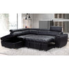 New Nevada Leather Corner Sofa Bed Black 4 to 5 Seater Storage Ottoman Headrest