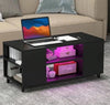 High Gloss LED Coffee Table With Storage Wooden 2 Drawer Living Room Furniture