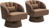 360° Swivel Accent Chair Upholstered Barrel Chair w/Striped Backrest Living Room