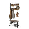 Coat Rack Stand with Shoe Storage Bench 9 Hooks Rustic 2 Colours Entrance Hall