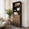 5 Tier Wooden Free Standing Display Cabinet Bookcase Wide Shelves Drawer Storage