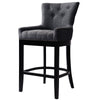 Linen Fabric Bar Stool Chair High Stools Breakfast Counter Padded Seat Wood Legs