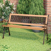 Cast Iron Outdoor Bench Garden 3 Seater Furniture Wood Park Seat Patio Armrest