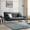 3 Seater Sofa Bed Faux Leather Or Fabric Chrome Metal Legs Sofabed Clic Clac