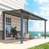 Aluminium Lean-To Gazebo, Wall-Mounted Hardtop Roof Pergola for Garden & Patio