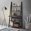 Corner Computer Desk With Shelves Black Home Office Ladder Bookcase Workstation