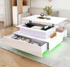 High Gloss LED Coffee Table With Storage Wooden 2 Drawer Living Room Furniture