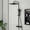 Bathroom Thermostatic Shower Mixer Set 12" Shower Head Matte Black Exposed Valve