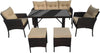 7-Seater Rattan Furniture Set with Table Armchairs Stools Garden Outdoor Patio