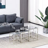 Set of 3 Glass Nesting Coffee Tables Stacking End Side Tables for Living Room