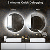 LED Bathroom Mirror with 3 Mode Lights Demister Illuminate Touch Sensor Anti-fog