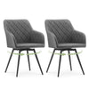 2 Swivel Faux Leather Dining Chairs Rotatable Metal Legs Kitchen Chairs Modern