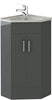 Cabinet Vanity Unit Sink Basin Bathroom Storage Corner Cloakroom High Gloss Grey