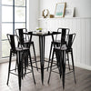 Tall Industrial Black/Wood Top Bar Stool Table Indoor Outdoor Cafe Bistro Chairs