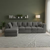 Corner Grey Jumbo Cord 6-7 Seater Modular Sofa with Spacious Footstool Included