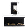 Electric 3 Sided Media Fire 40-100in Wall Insert LED Flames Fireplace Panoramic