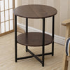 Round Side Table 2-Tier Coffee End Table Nightstand Small Shelf Rack Living Room