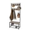 Coat Rack Stand with Shoe Storage Bench 9 Hooks Rustic 2 Colours Entrance Hall