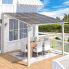 Aluminium Lean-To Gazebo, Wall-Mounted Hardtop Roof Pergola for Garden & Patio