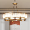Vintage Round Crystal Chandelier Industrial Ceiling Chandelier Flush Mount Light
