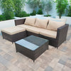 Rattan Garden Furniture Set Corner Sofa Glass Table Patio Outdoor Patio Wicker