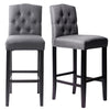 Linen Fabric Bar Stool Chair High Stools Breakfast Counter Padded Seat Wood Legs