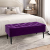 Velvet Upholstered Footstool Seat Bench w/Storage Box Chair Ottoman Pouffe Stool
