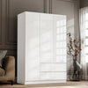 High Gloss 3 Door 2 Drawers Wardrobe With Shelves Storage Bedroom Furniture