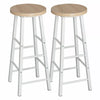 2 x Bar Stools Retro Breakfast Kitchen Bar High Chairs MDF Seat Metal Legs