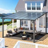 Aluminium Lean-To Gazebo, Wall-Mounted Hardtop Roof Pergola for Garden & Patio