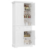 Kitchen Cabinet Pantry Tall Storage Cupboard 4 Doors 2 Drawers Modern White Unit