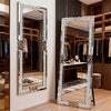 Full Length Crushed Diamond Wall Mirror Crystal Glass Silver Rectangle Dressing
