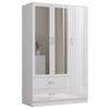 High Gloss Wooden 3 Door Wardrobe with Drawers and Mirror Bedroom Storage