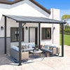Aluminium Lean-To Gazebo, Wall-Mounted Hardtop Roof Pergola for Garden & Patio