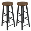 2 x Bar Stools Retro Breakfast Kitchen Bar High Chairs MDF Seat Metal Legs