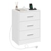 1/2x Bedside Table Cabinets w/ Charging Station Nightstand Storage Unit 3 Drawer