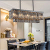 Crystal Dining Room Island Pendant Lamp Long Chandeliers Rectangle Ceiling Light