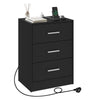 1/2x Bedside Table Cabinets w/ Charging Station Nightstand Storage Unit 3 Drawer