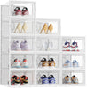 12 x Stackable Foldable Boxes Trainers Organiser Clear Plastic Shoe Storage Box