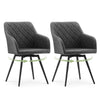 2 Swivel Faux Leather Dining Chairs Rotatable Metal Legs Kitchen Chairs Modern