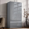 High Gloss 3 Door 2 Drawers Wardrobe With Shelves Storage Bedroom Furniture