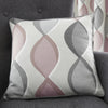 100% Cotton Grey and Blush Pink Geometric Ogee Lined Eyelet Curtains OR Cushions