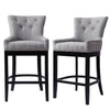 Linen Fabric Bar Stool Chair High Stools Breakfast Counter Padded Seat Wood Legs